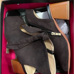 Chunky blocked low heel bootie cutout 2 inch backless sling back open toe size 9